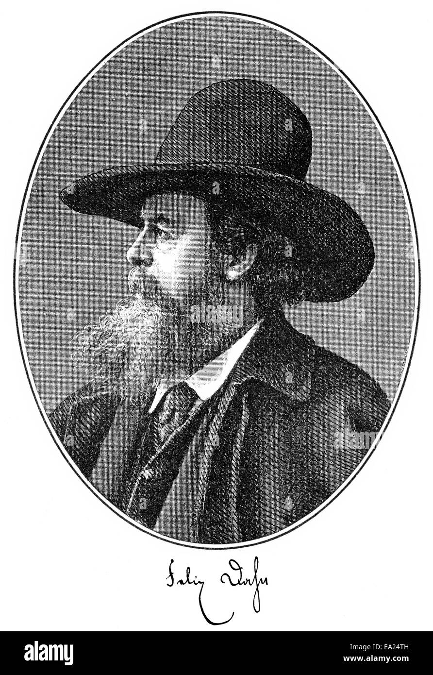 Felix Dahn or Ludwig Sophus, 1834 - 1912, German law professor, writer and historian, Portait von Felix Dahn oder Ludwig Sophus, Stock Photo