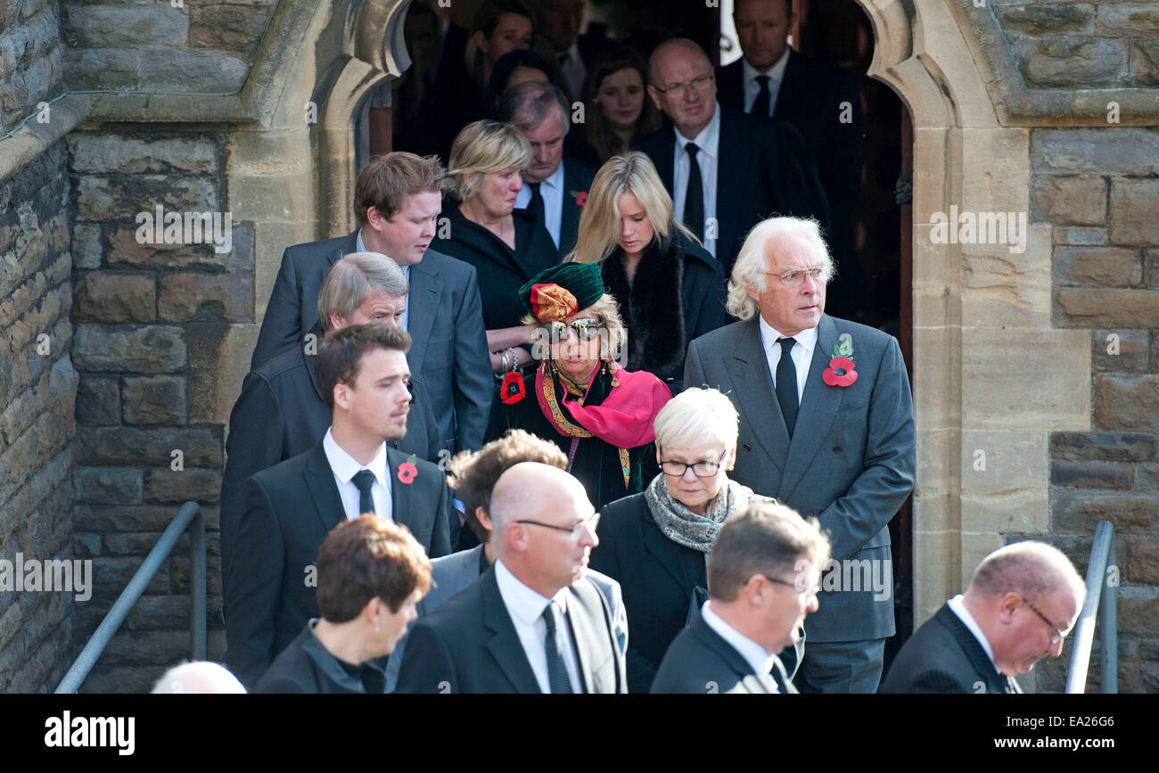 Swansea, Wales, UK. 05th Nov, 2014. Mourners leave the funeral of the