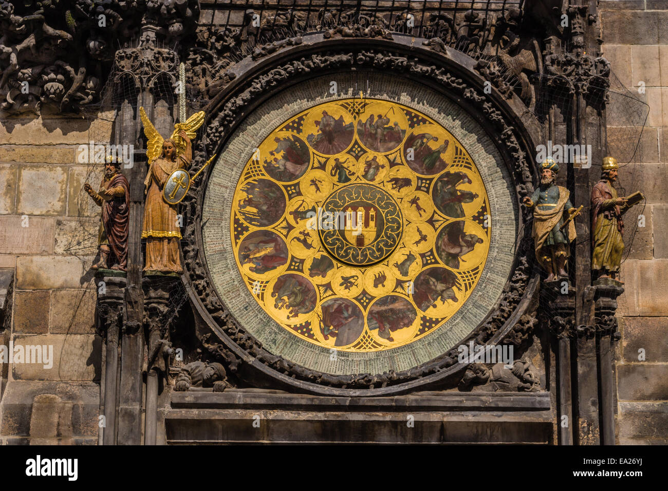 The medieval astronomical clock in the Old Town square in Prague Stock ...