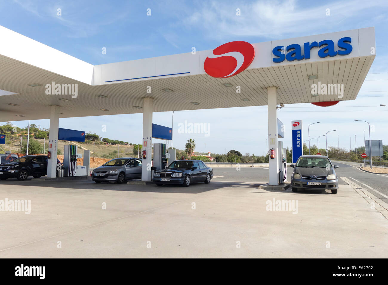 Gas station, Petrol station, Saras at border of Spain and Portugal
