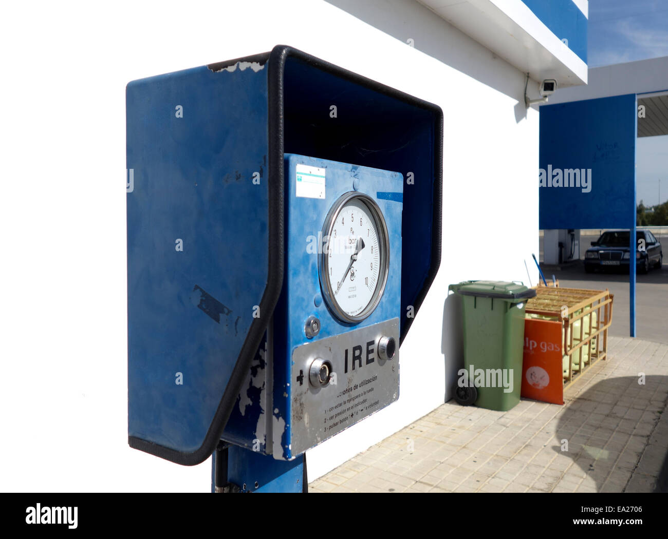Gas Station Air Pump, Petrol Station, At Border Of Spain And Portugal.  Southern Spain Stock Photo - Alamy