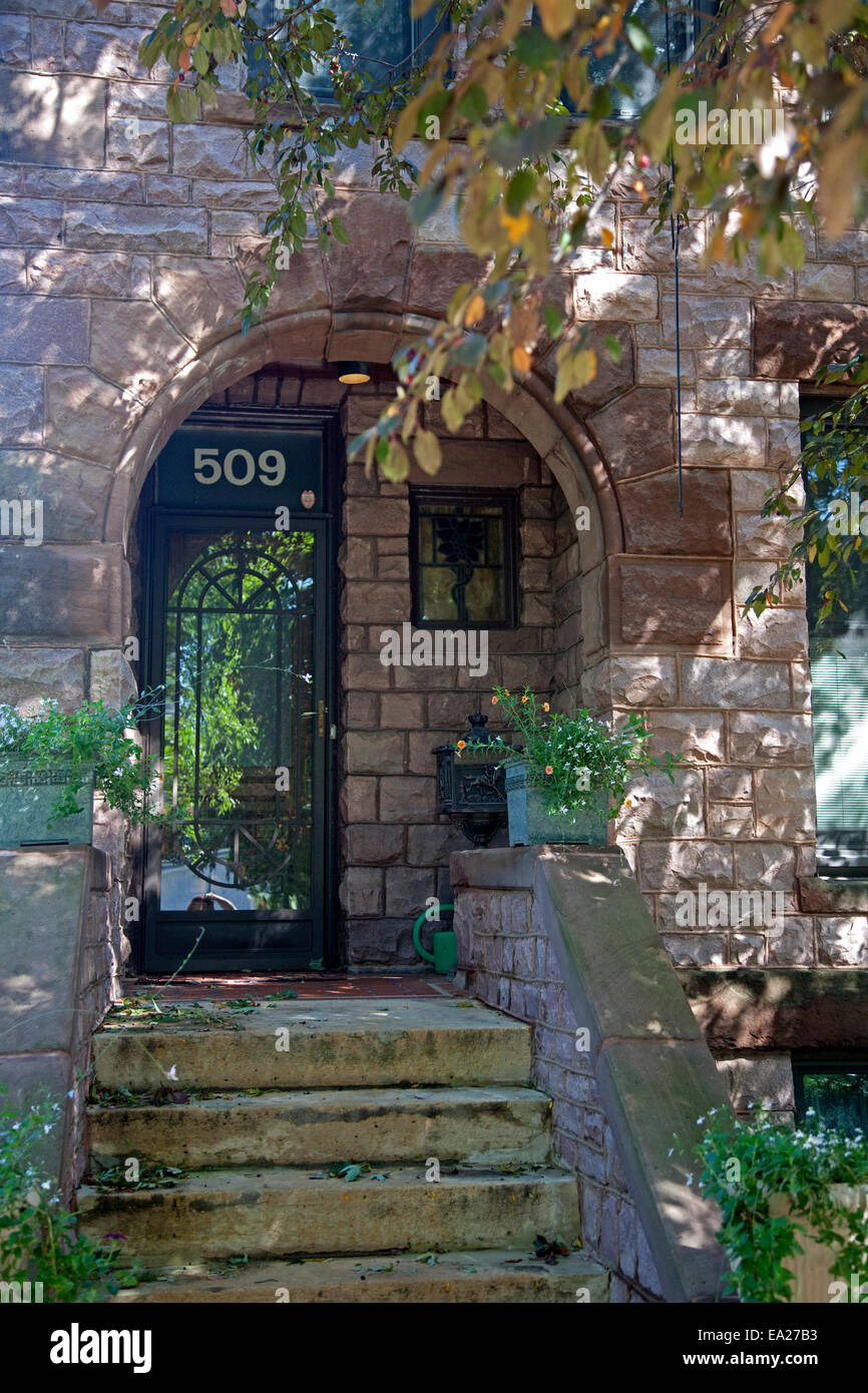 Entry to Author F. Scott Fitzgerald house at 509 Holly. St Paul Minnesota MN USA Stock Photo