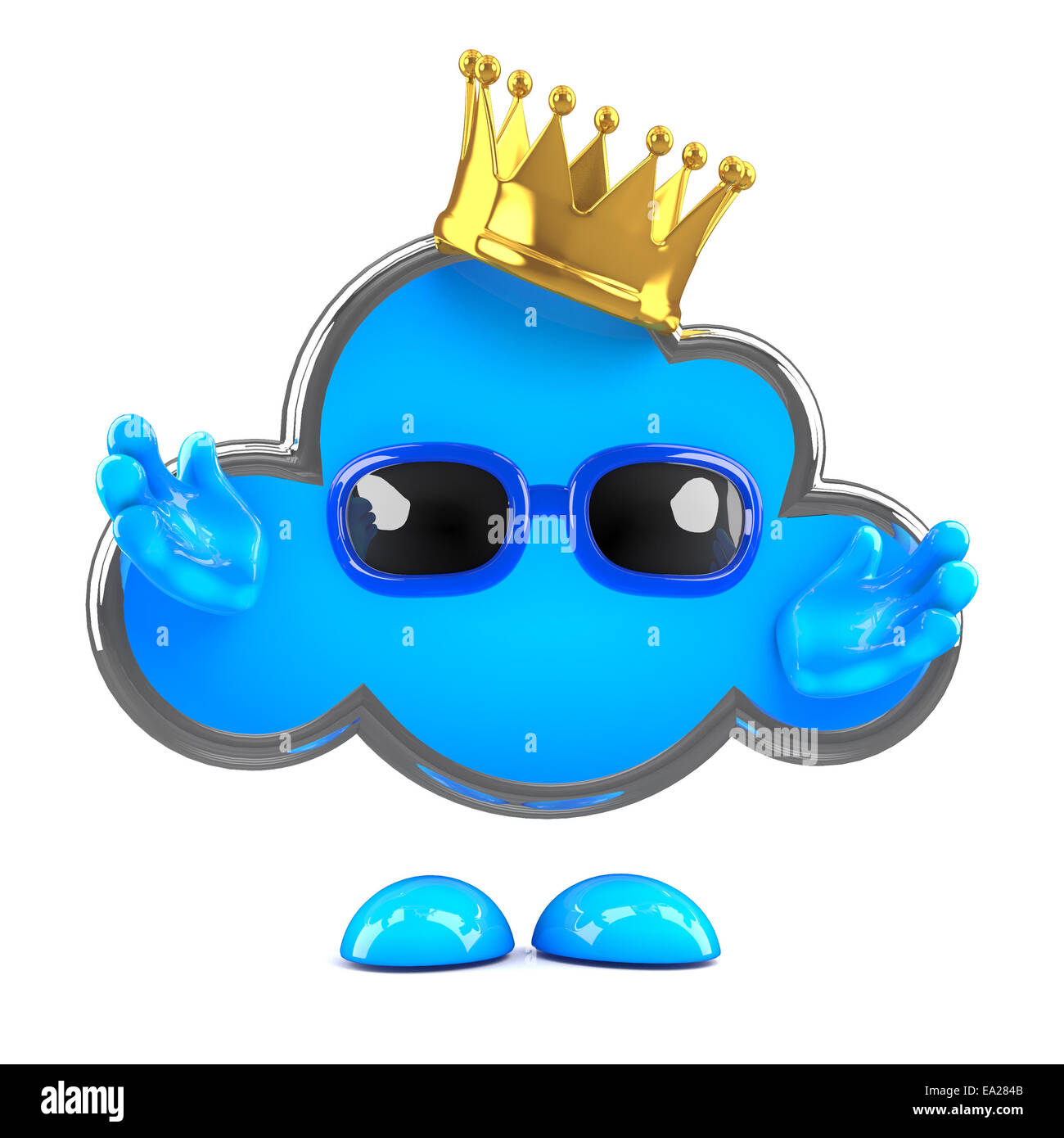 3d render of a cloud character wearing a gold crown Stock Photo
