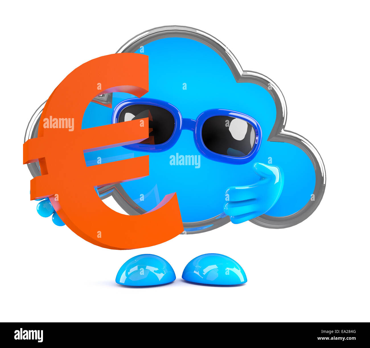 3d render of a cloud character holding a Euro currency symbol Stock ...