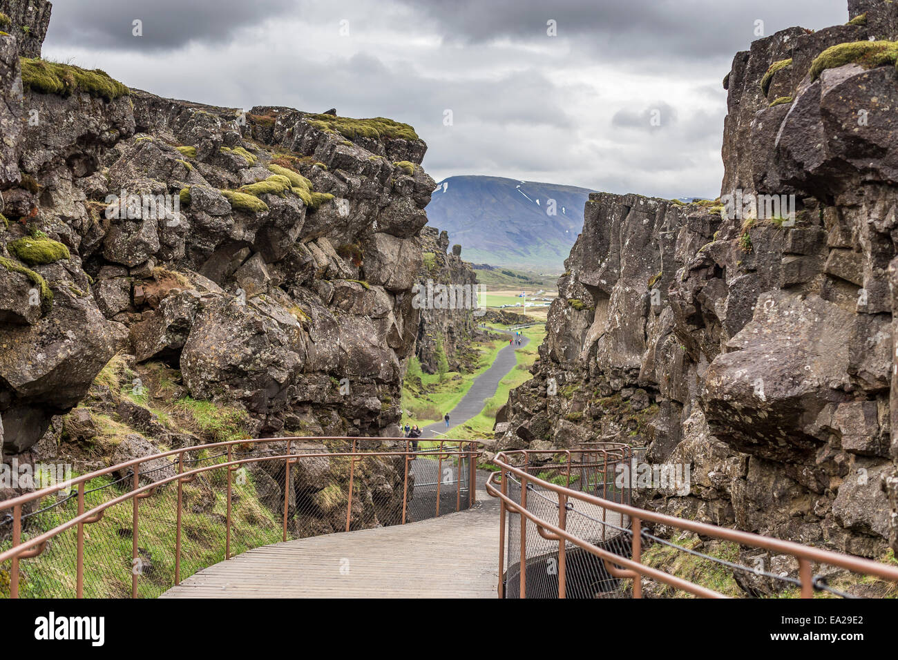 Iceland  Golden Circle tectonic plates and streams at Þingvellir Stock Photo
