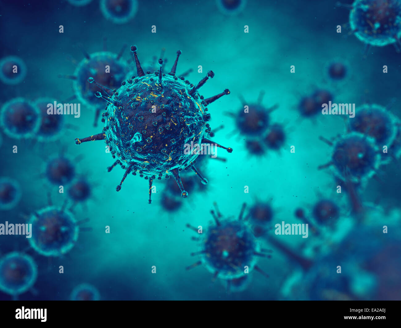 Viruses in infected organism , viral disease epidemic Stock Photo