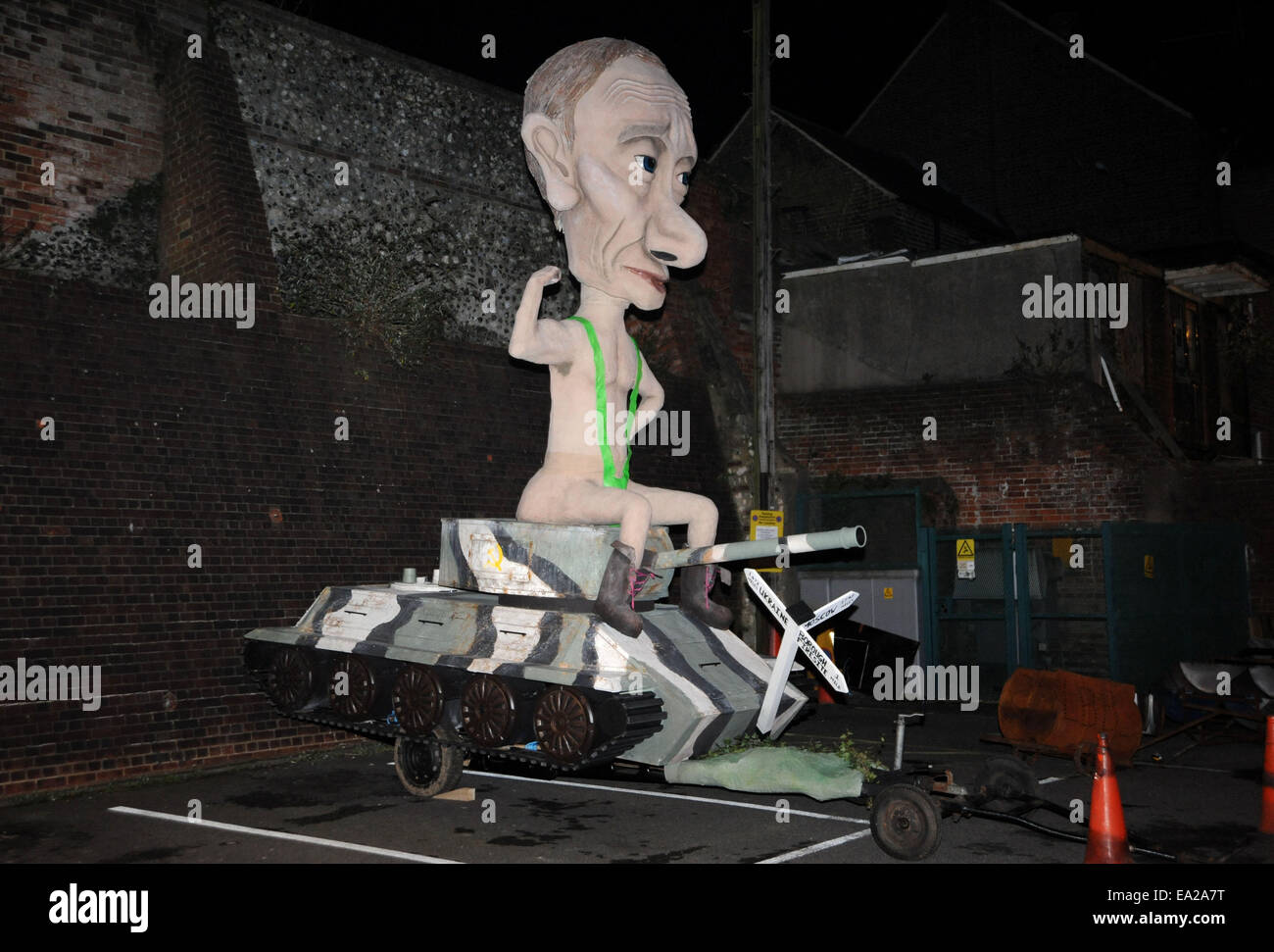 5th November, 2014. An effigy of Russian leader Vladimir Putin at the annual Lewes Bonfire Celebrations and Parades Stock Photo