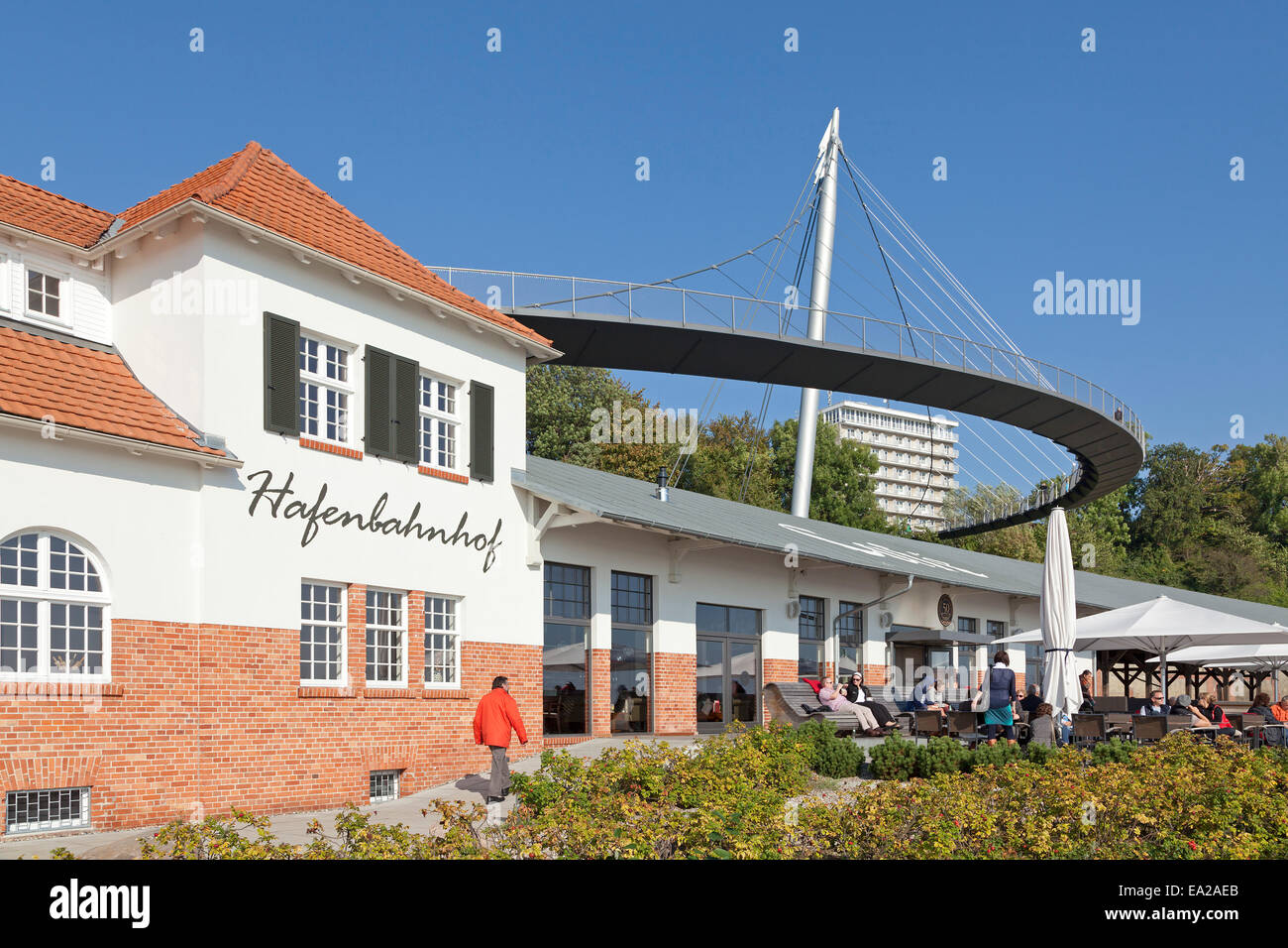 Restaurant Hafenbahnhof, Sassnitz, Ruegen Island, Mecklenburg-West  Pomerania, Germany Stock Photo - Alamy