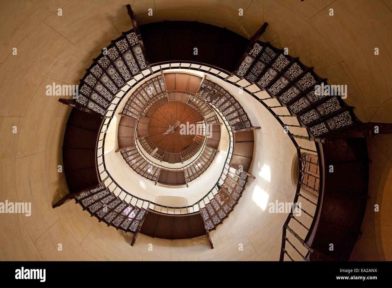 winding staircase, interior, hunting lodge Granitz, Ruegen Island, Mecklenburg-West Pomerania, Germany Stock Photo