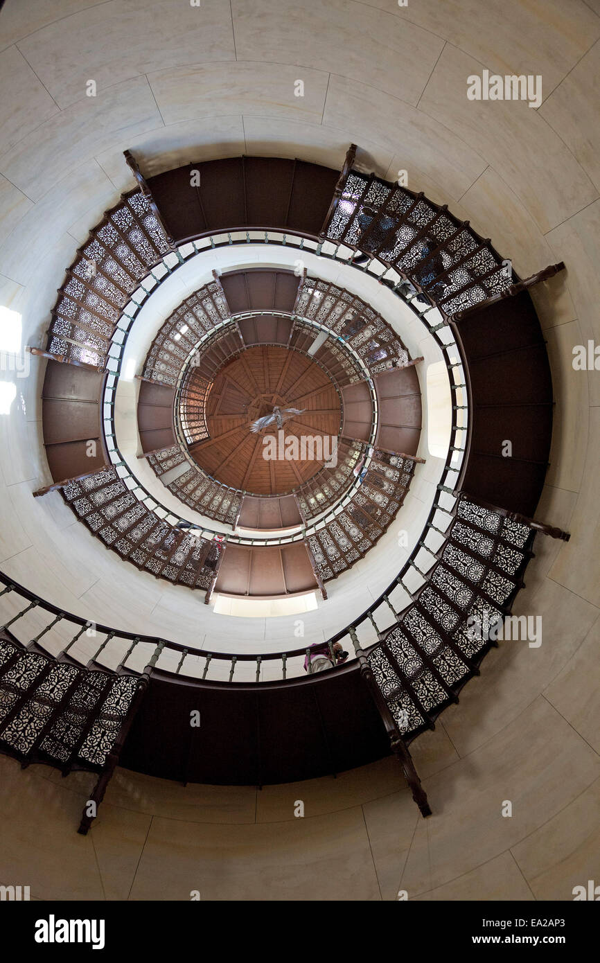 winding staircase, interior, hunting lodge Granitz, Ruegen Island, Mecklenburg-West Pomerania, Germany Stock Photo