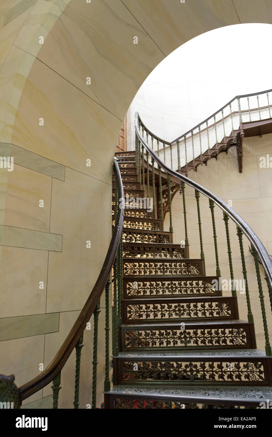 winding staircase, interior, hunting lodge Granitz, Ruegen Island, Mecklenburg-West Pomerania, Germany Stock Photo