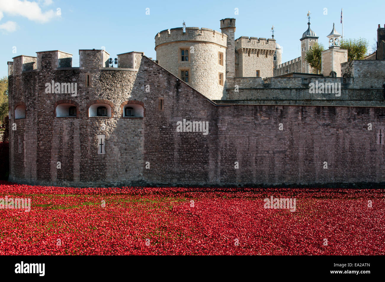 Tower of London Poppies art exhibition 2014 Stock Photo