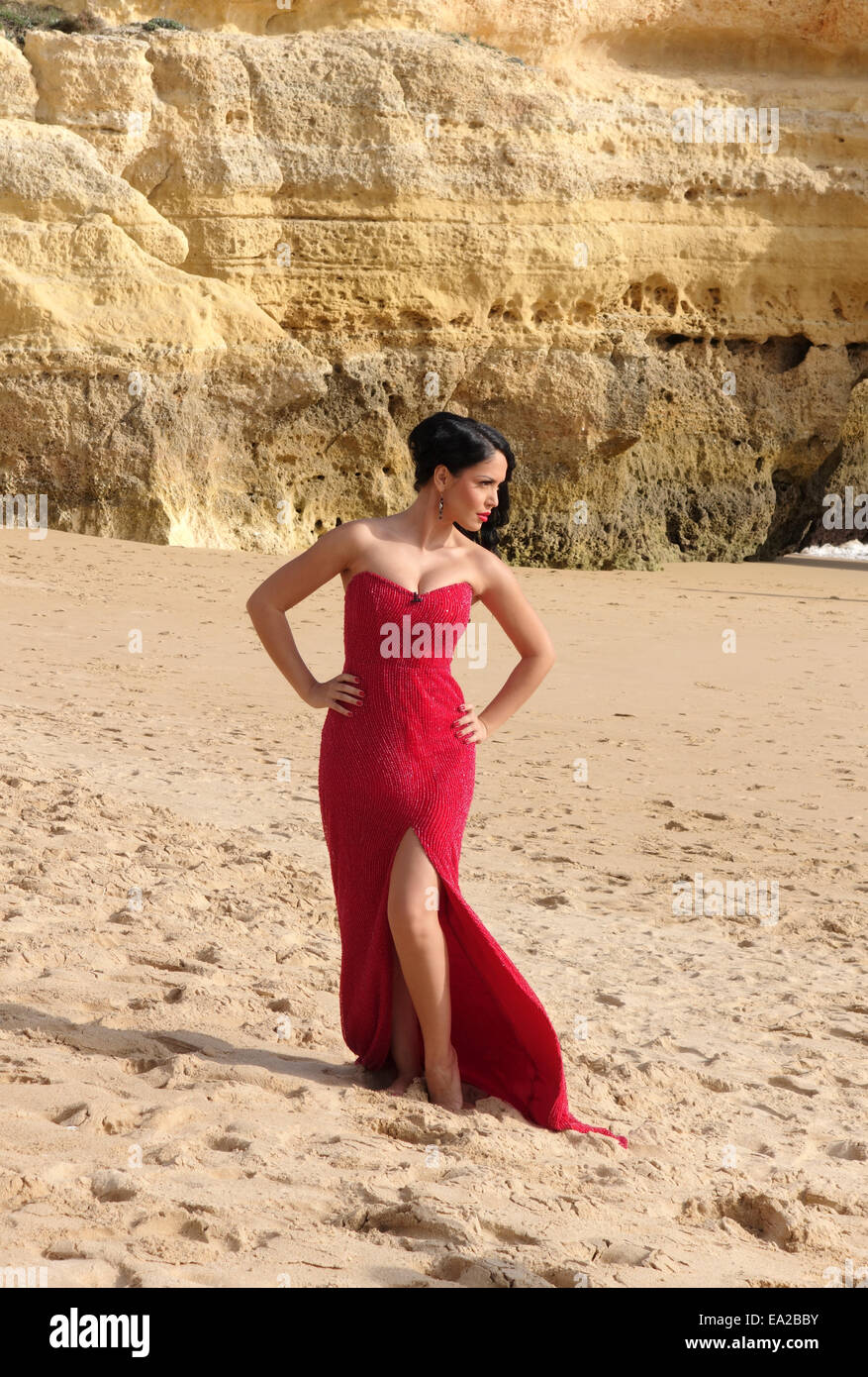 Romanian TV presenter Andreea Mantea in burlacita Television show.  Portimao, Praia da Rocha, Algarve, Portugal Stock Photo - Alamy