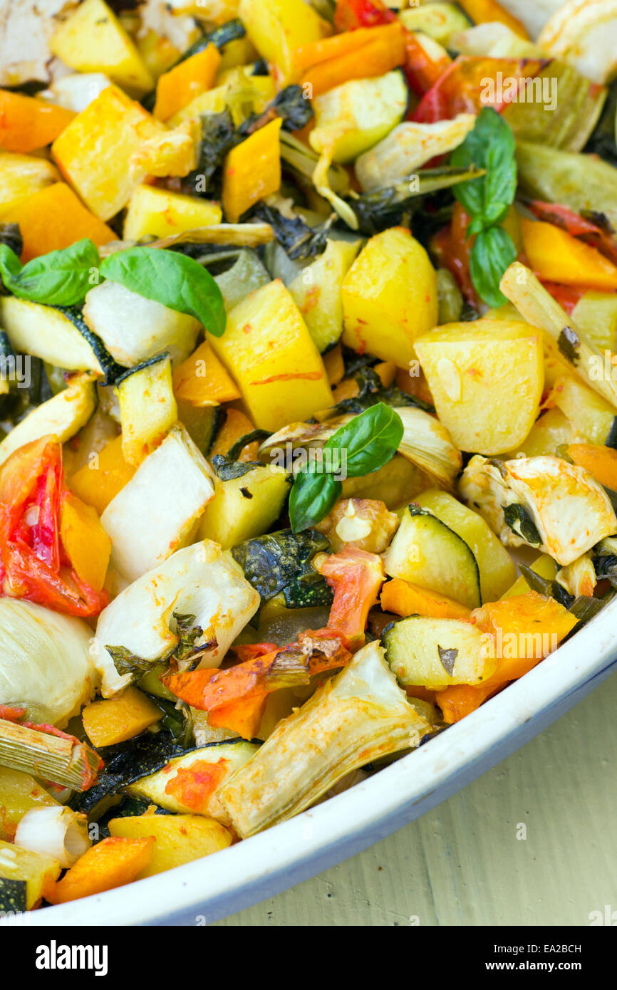 Baking dish with vegetables Stock Photo