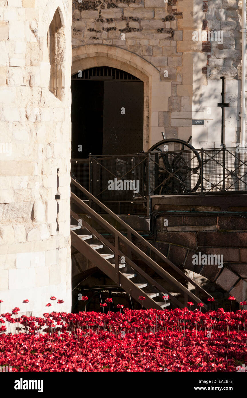 Tower of London Poppies art exhibition 2014 Stock Photo