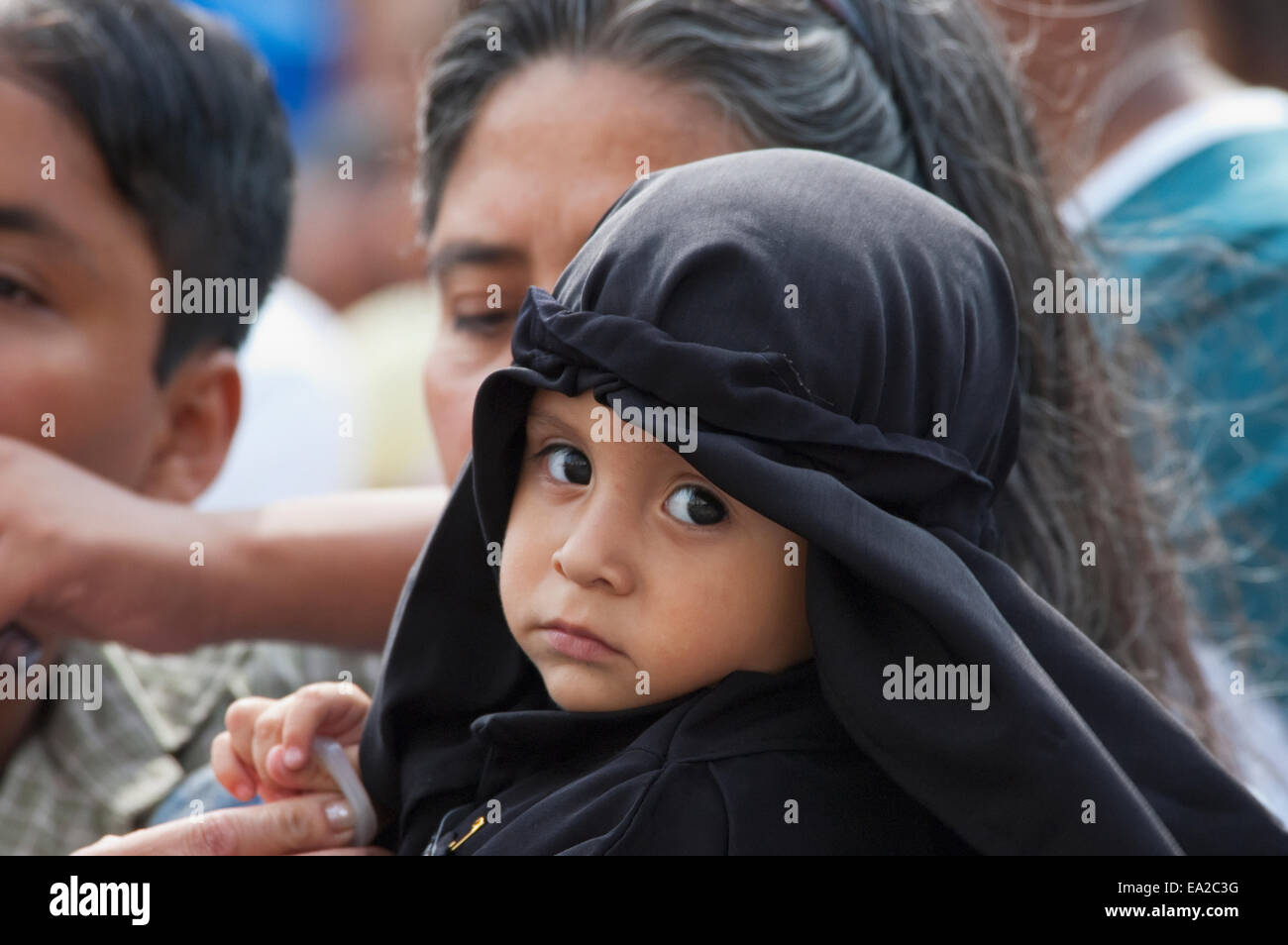 Little Boy Dressed In Mourning At The Holy Burial Procession On Good ...