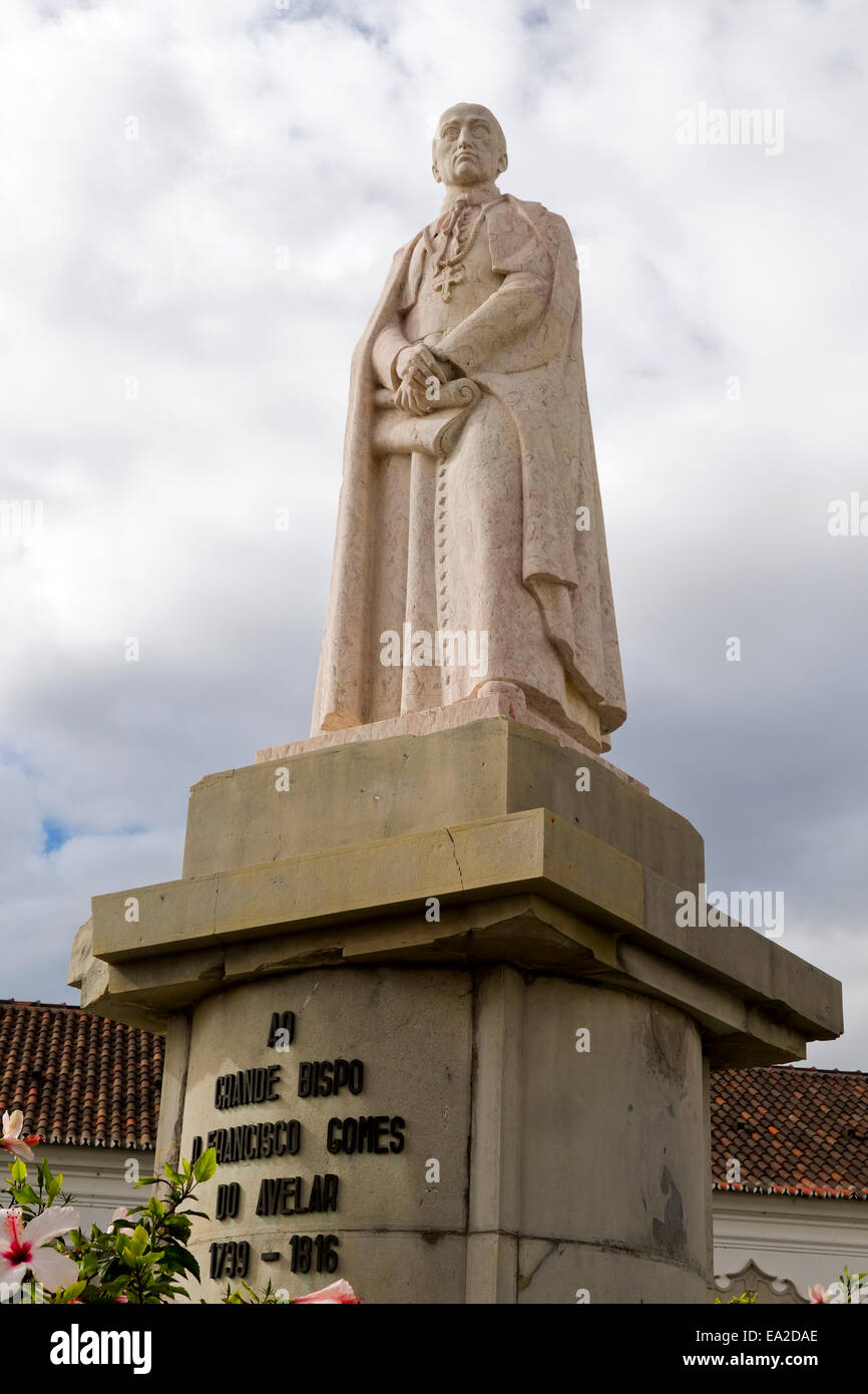 Statue of Dom Francisco Gomes de Avelar at Bishop's Palace. Faro, Algarve, Portugal. Stock Photo