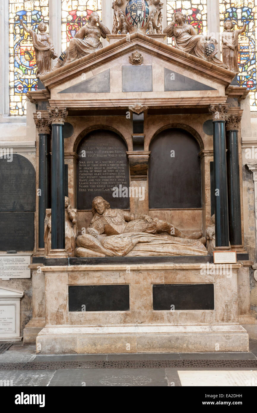 Monuments and memorials inside Bath Abbey, Bath, Somerset Stock Photo