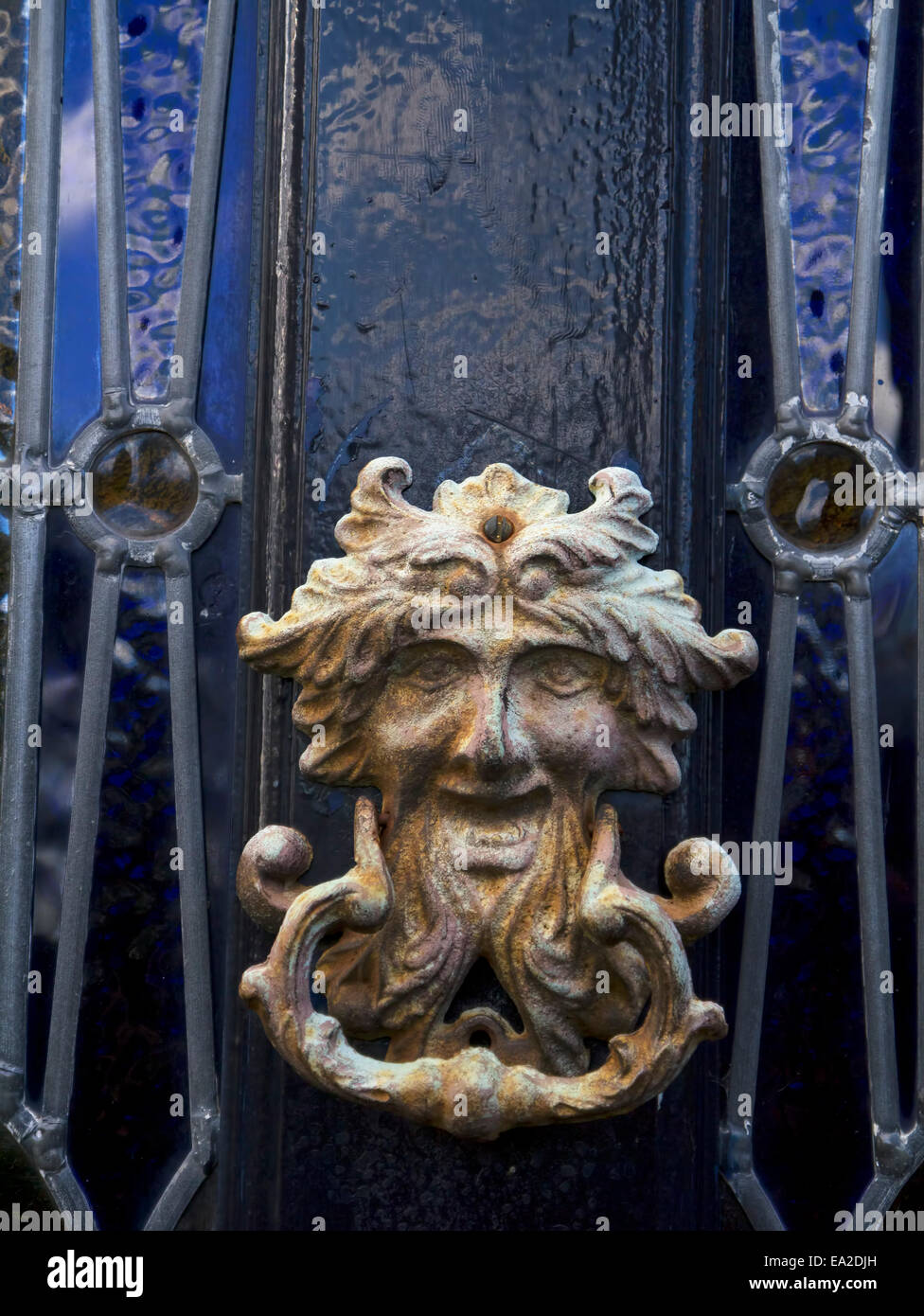 The Green Man Gothic Door Knocker In The Historic Village Of Stock