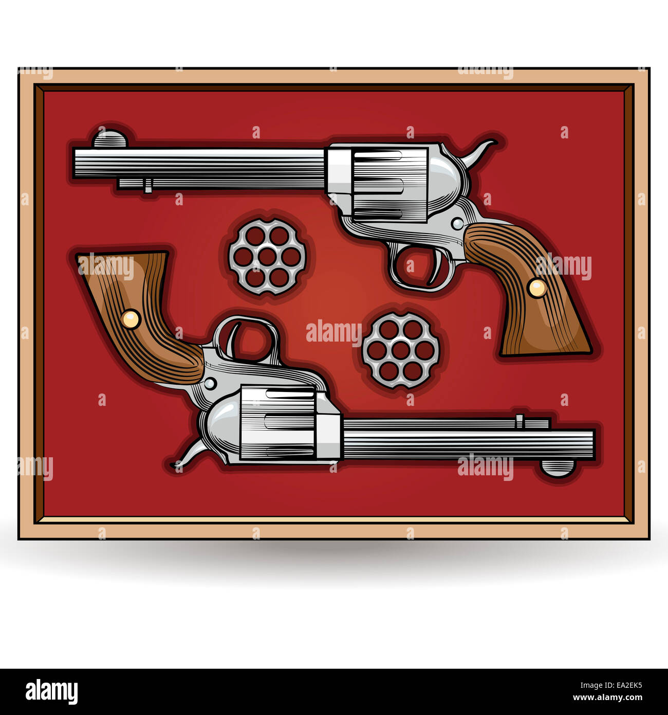 Set of revolvers drawn in vintage style Stock Photo
