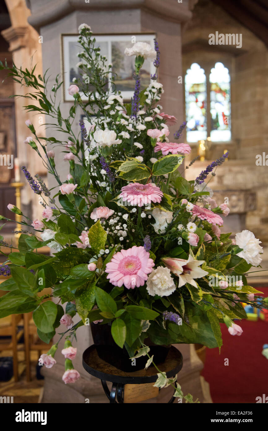 Flower Display On Pedestal In Church Stock Photo 75043786 Alamy
