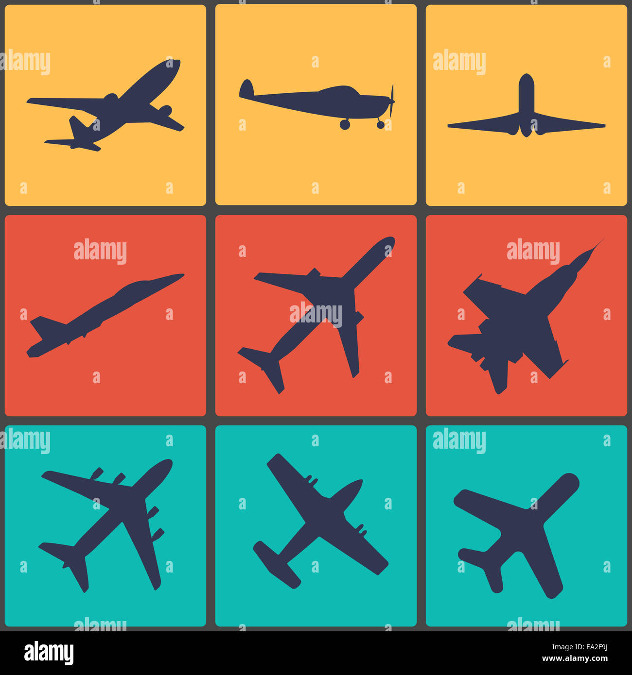 Airplane sign. Plane symbol. Travel icon. Flight flat label. Colourful ...