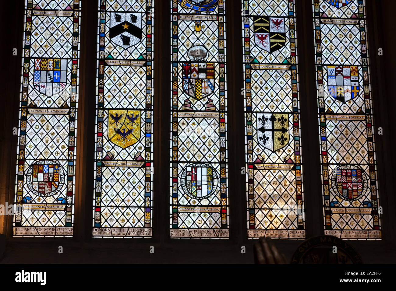 Stained glass windows in Bath Abbey, Bath, Somerset Stock Photo Alamy