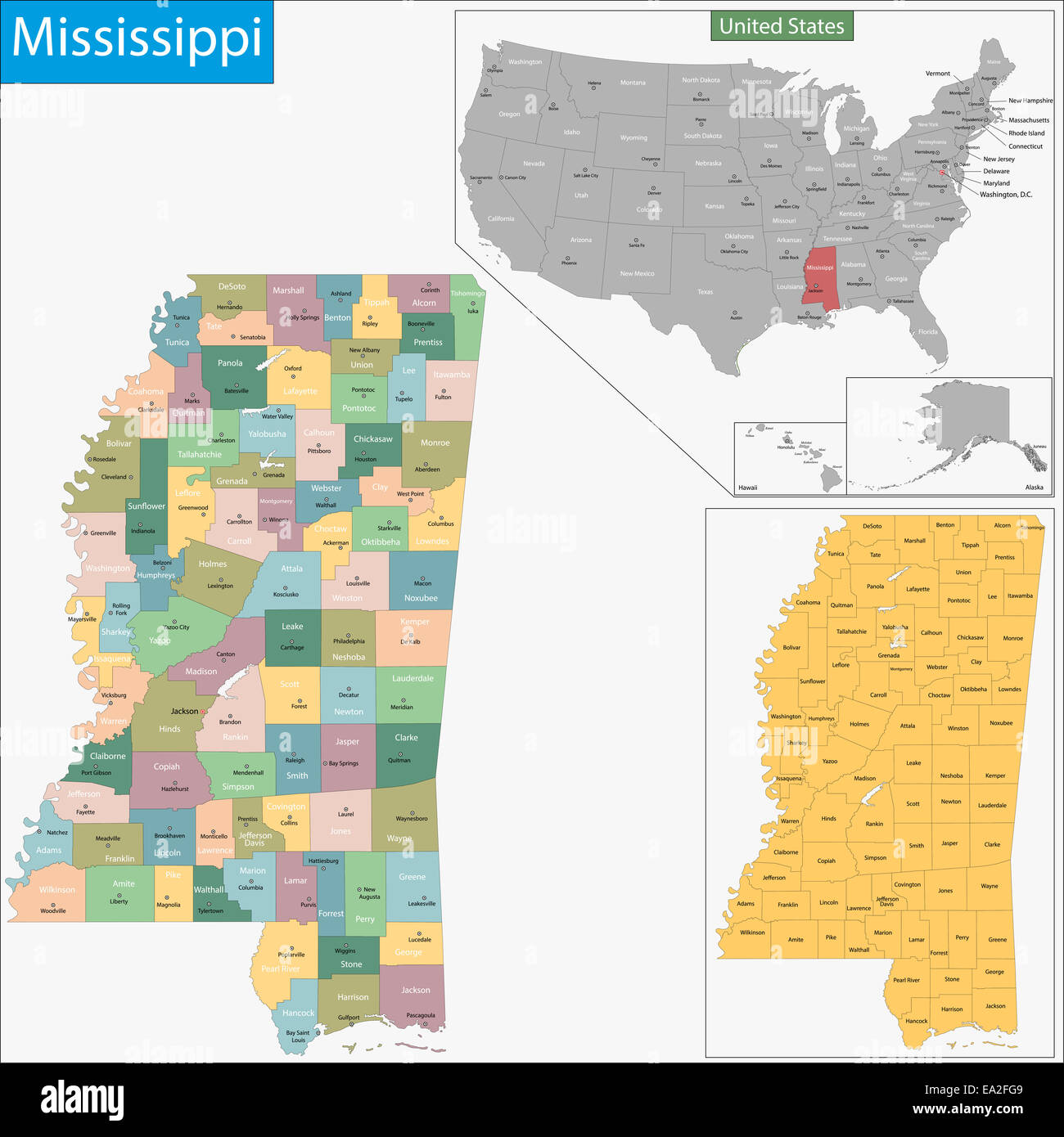 Washington Mississippi Map Hi Res Stock Photography And Images Alamy