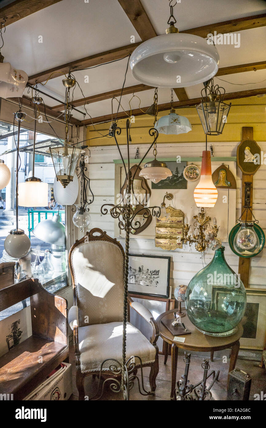 Cosy Interior Of Shop Selling Old Furniture Pendant Lighting