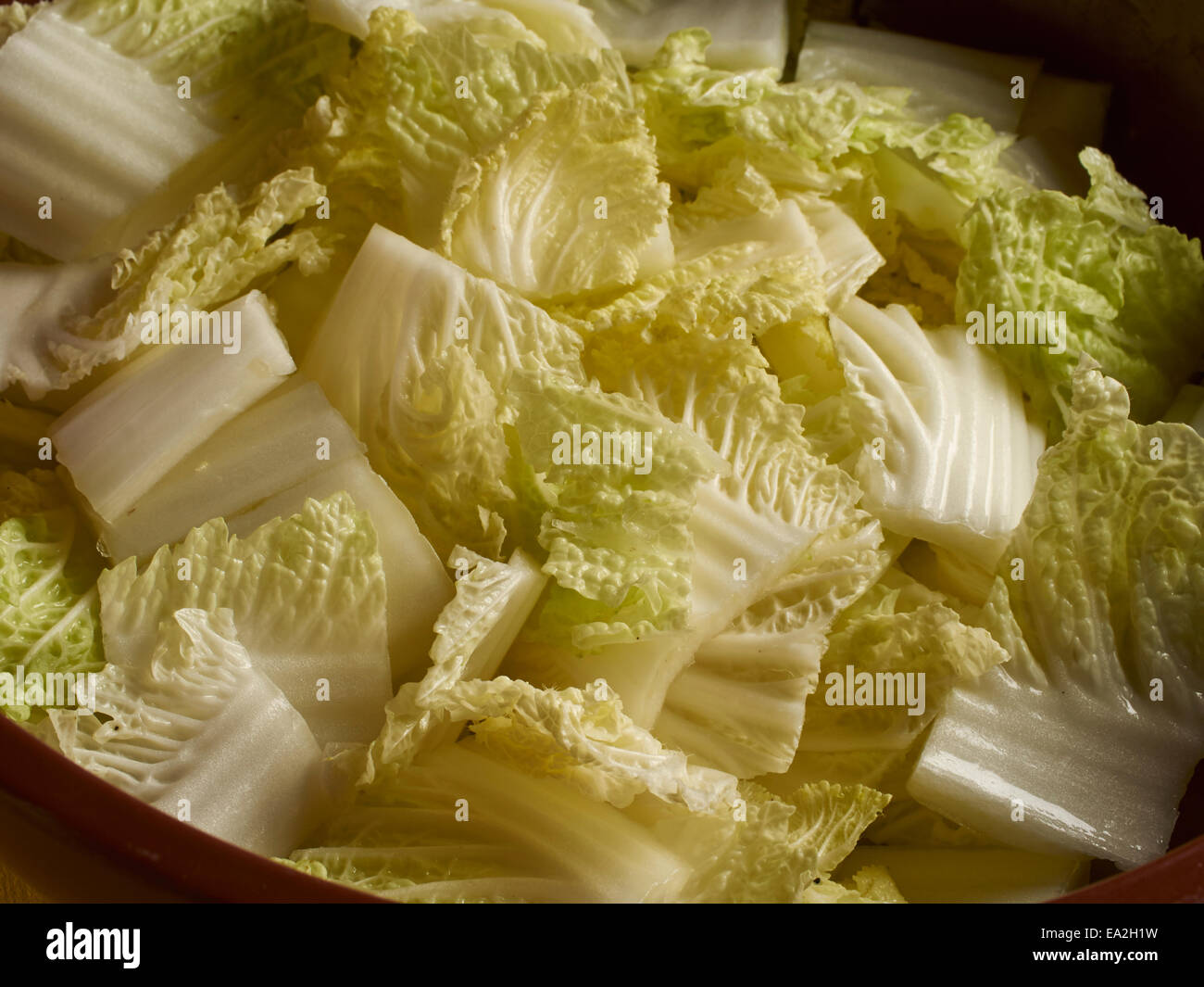 cut pieces of Napa Cabbage Stock Photo