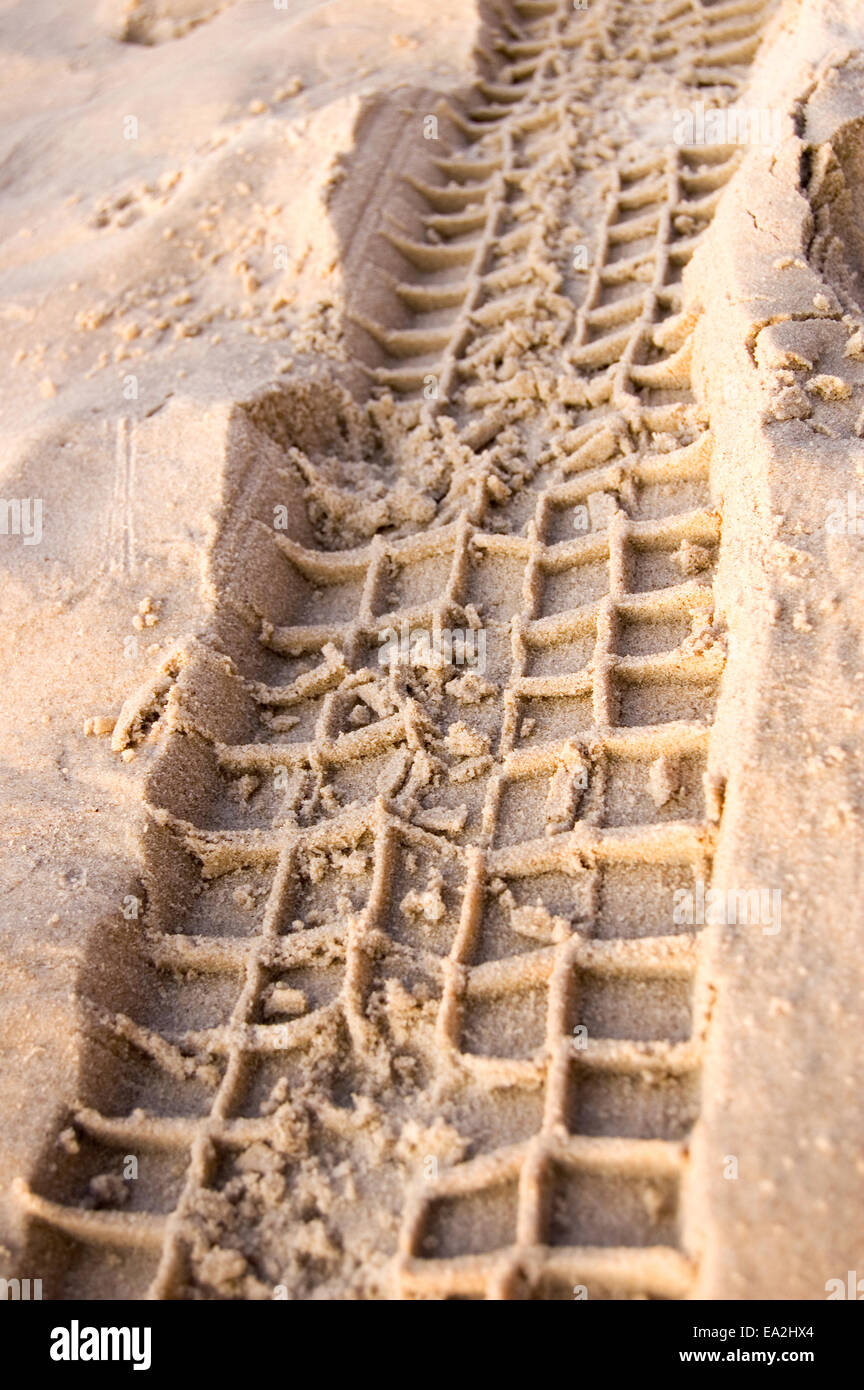 Ruts in sand on beach. Stock Photo