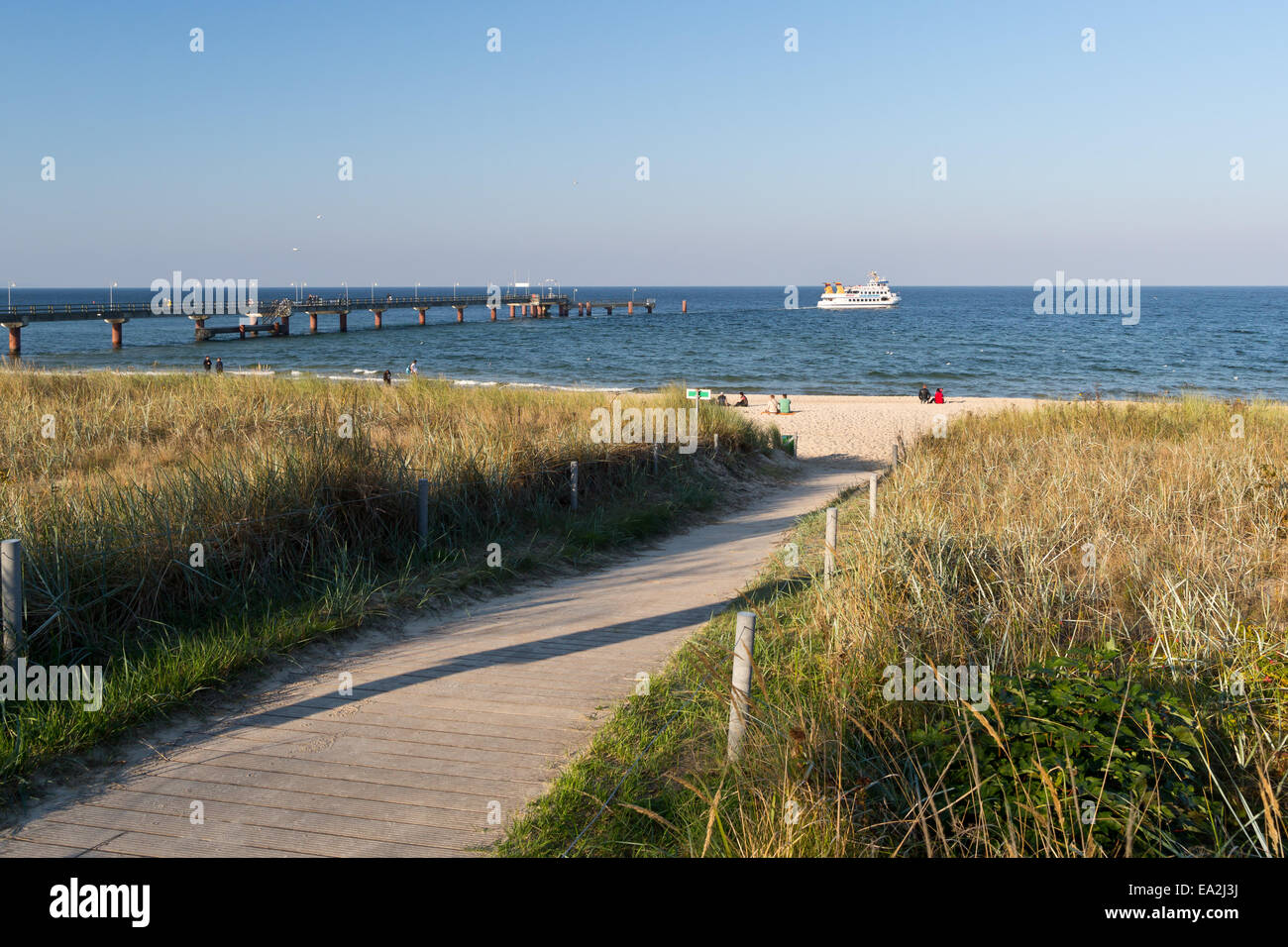 Rügen - beach access at baltic sea resort Göhren, Mecklenburg-West Pomerania, Germany, Europe Stock Photo
