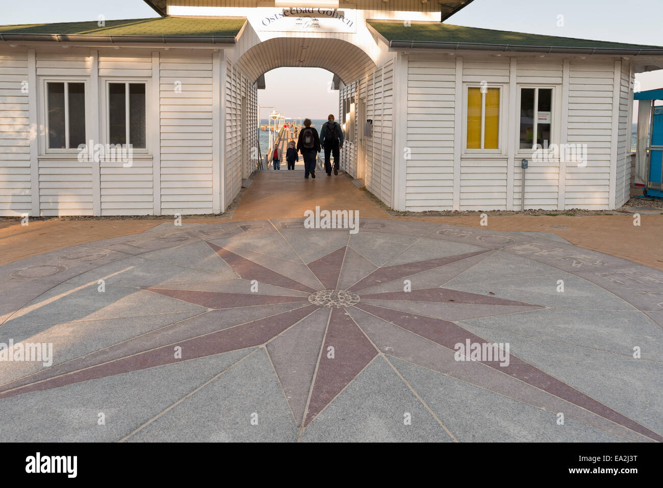 Rügen - entrance to pier at baltic sea resort Göhren, Mecklenburg-West Pomerania, Germany, Europe Stock Photo