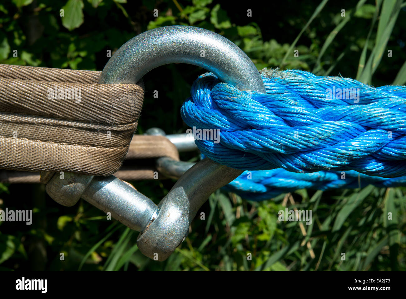 nylon b,ue rope Stock Photo