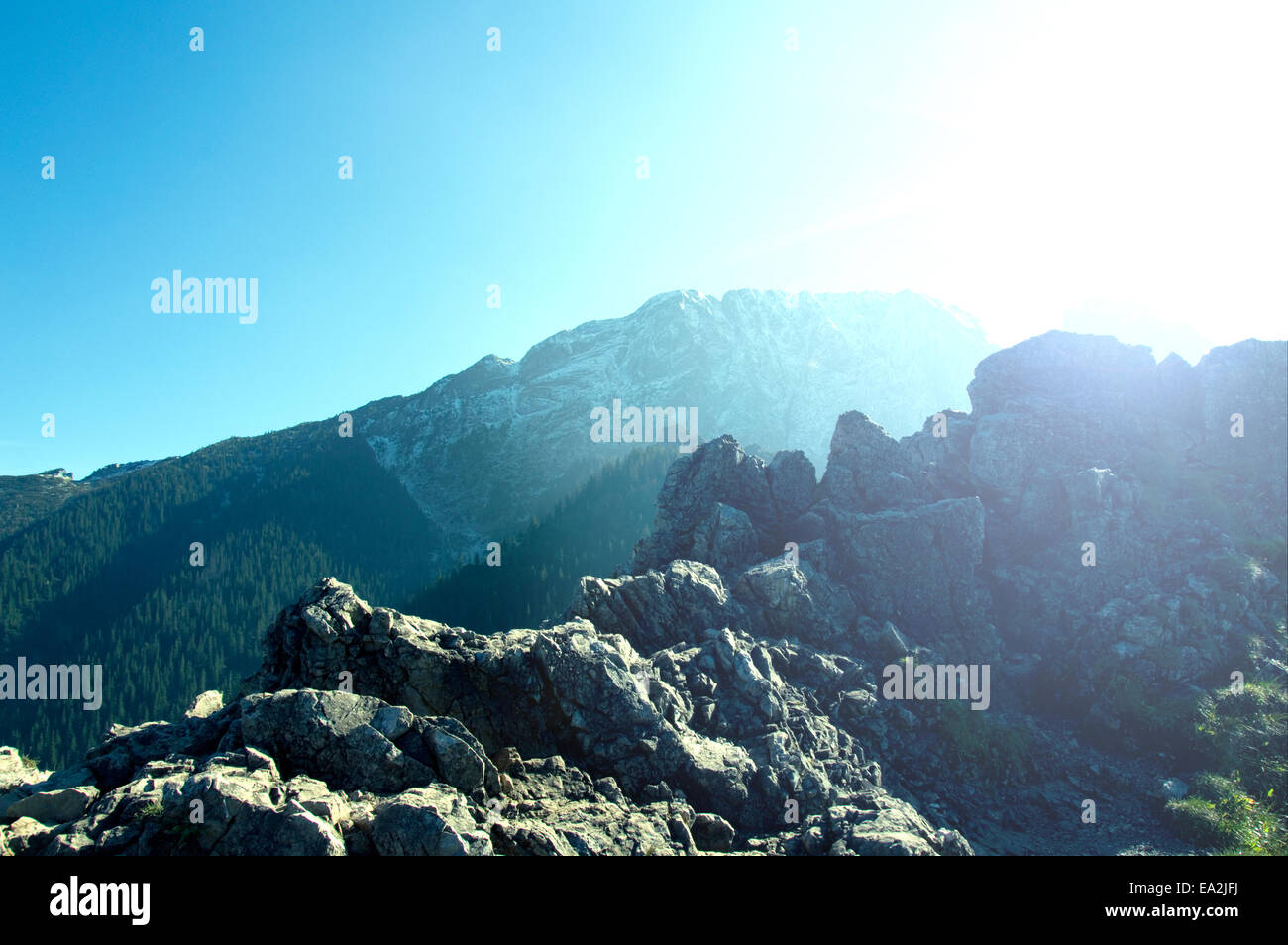 Nature. Strong sun in mountains. Stock Photo