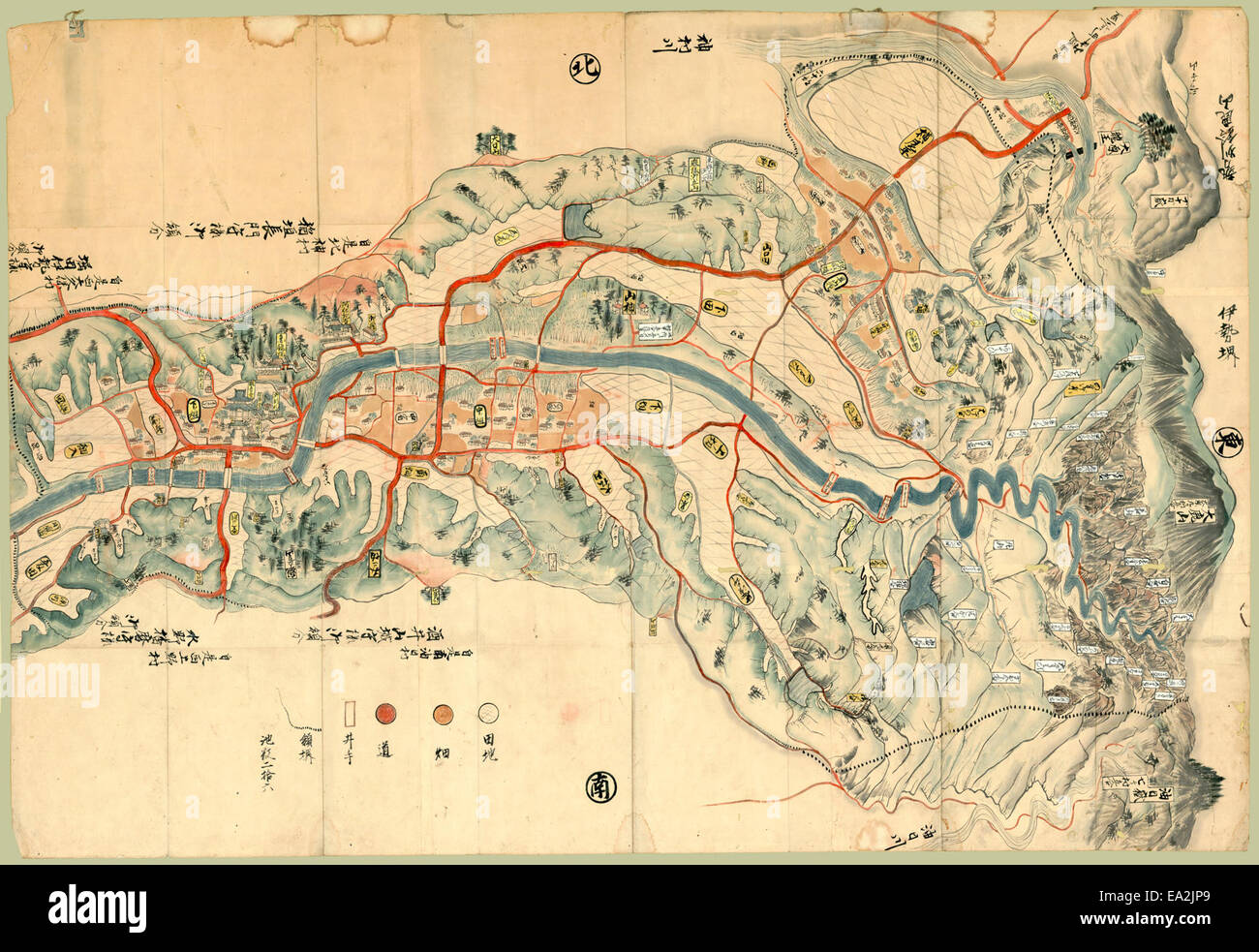 Map of Kunugino Village, Kōga County, Ōmi Province Stock Photo