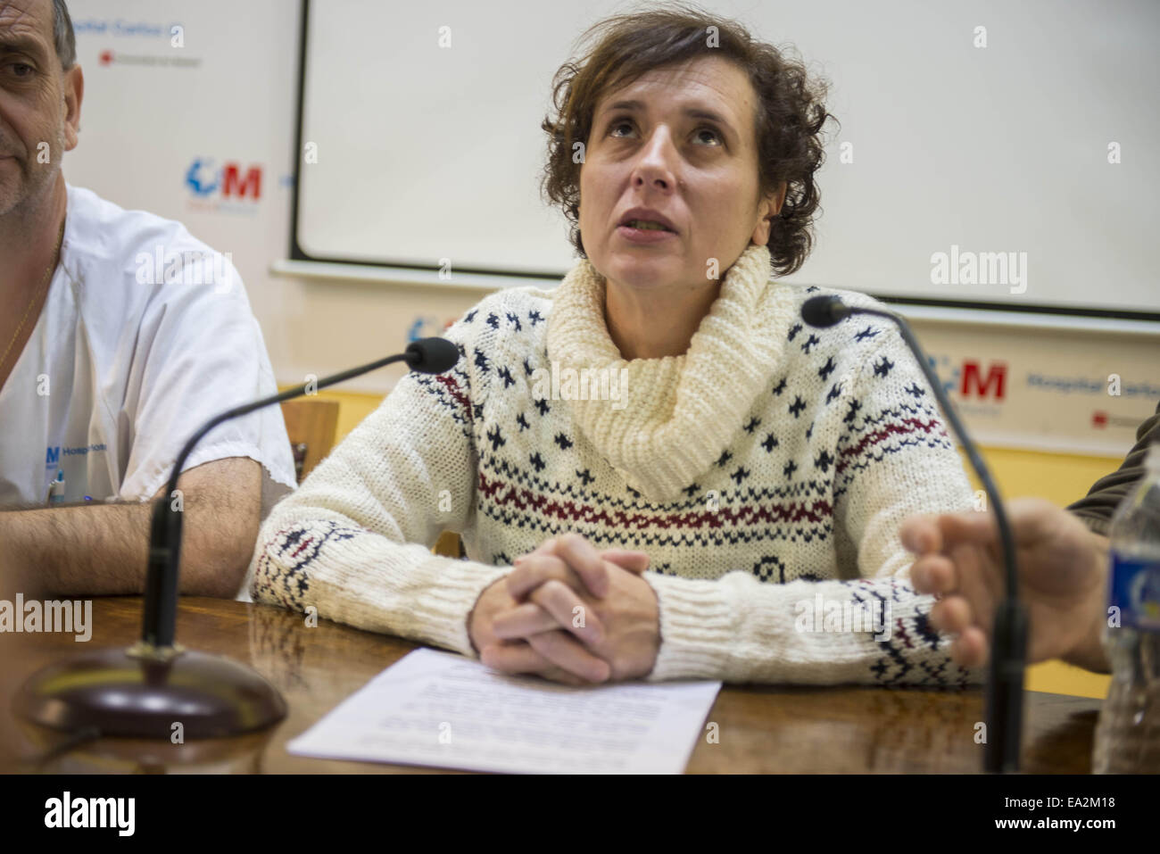 Madrid, Spain. 5th Nov, 2014. TERESA ROMERO, a Spanish auxiliary nurse who was the first person to be infected by Ebola outside of Africa, spoke after she was released from Carlos III hospital. © Nacho Guadano/ZUMA Wire/Alamy Live News Stock Photo