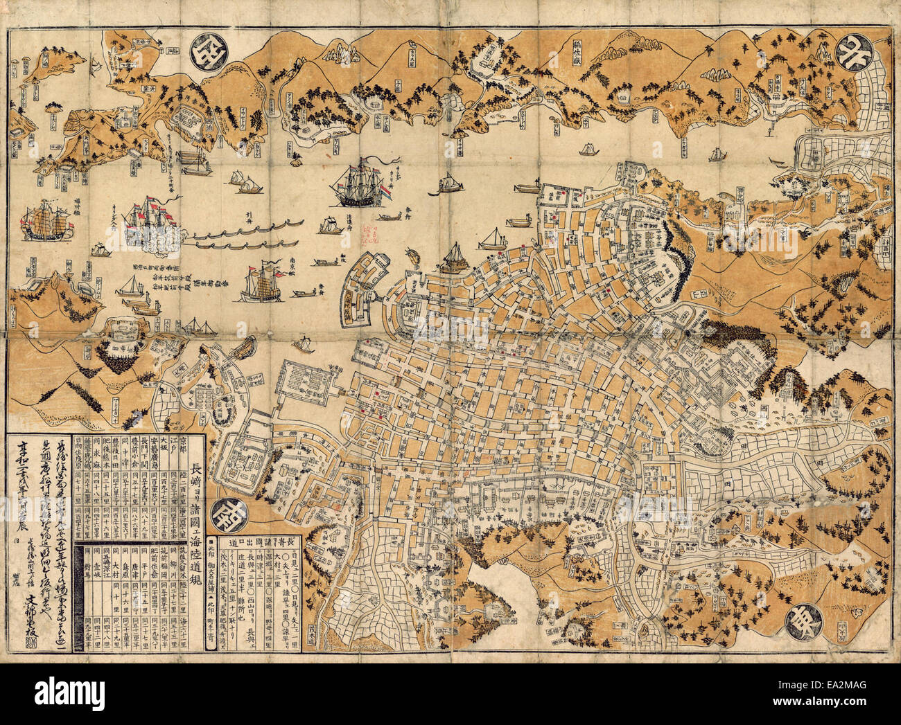 Plan of Nagasaki, Hizen province Stock Photo