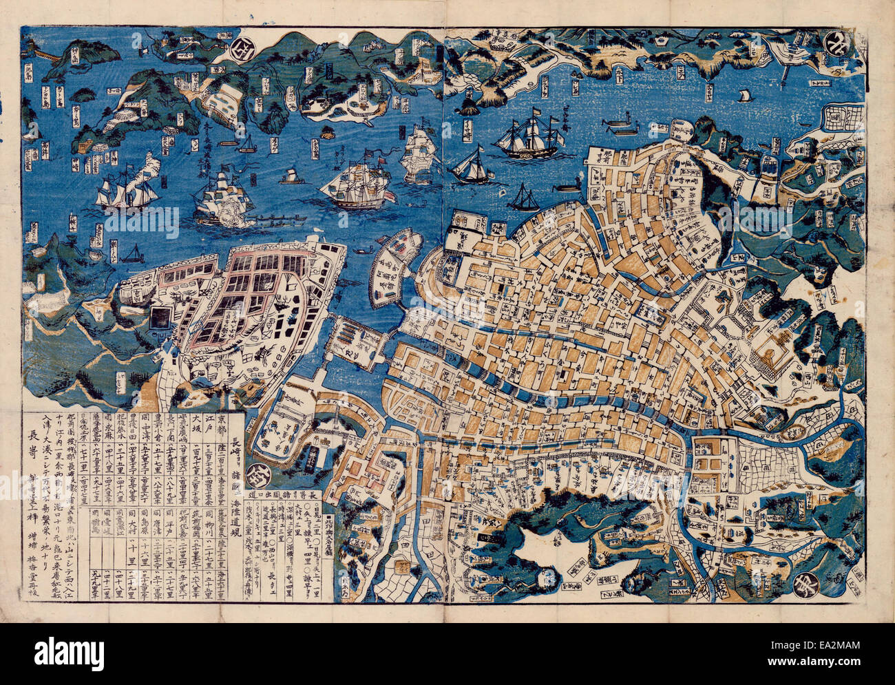 Plan of Nagasaki, Hizen Province Stock Photo