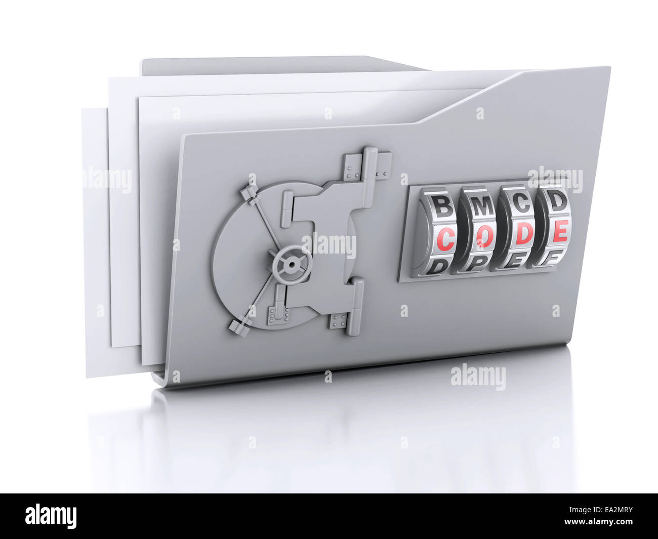 image of folder and lock. Data security concept. 3d illustration Stock Photo