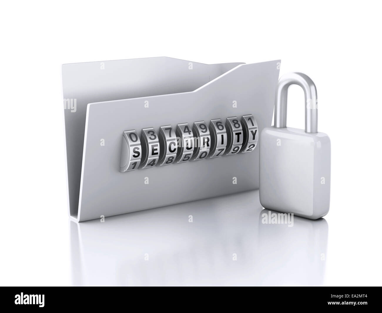 image of folder and lock. Data security concept. 3d illustration Stock Photo