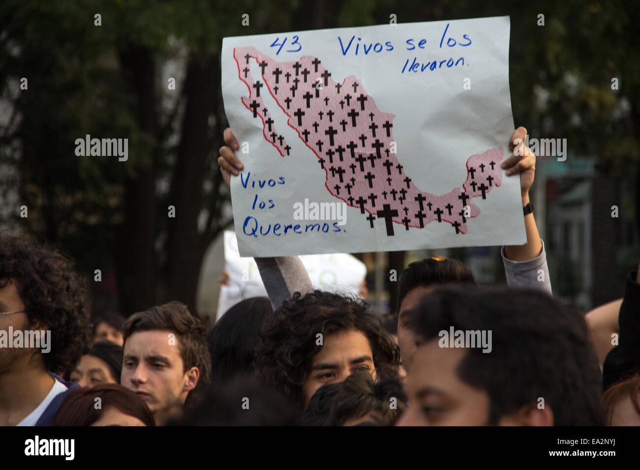 Mexico City Demonstration Ayotzinapa protesters Stock Photo
