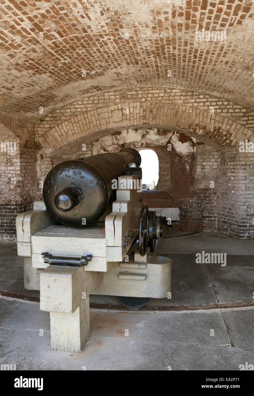42 pounder smoothbore cannon at Fort Sumter, Charleston, South Carolina. Stock Photo