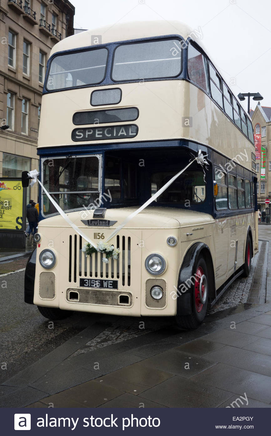 Decorated Double Decker Bus Being Used As Wedding Transport In