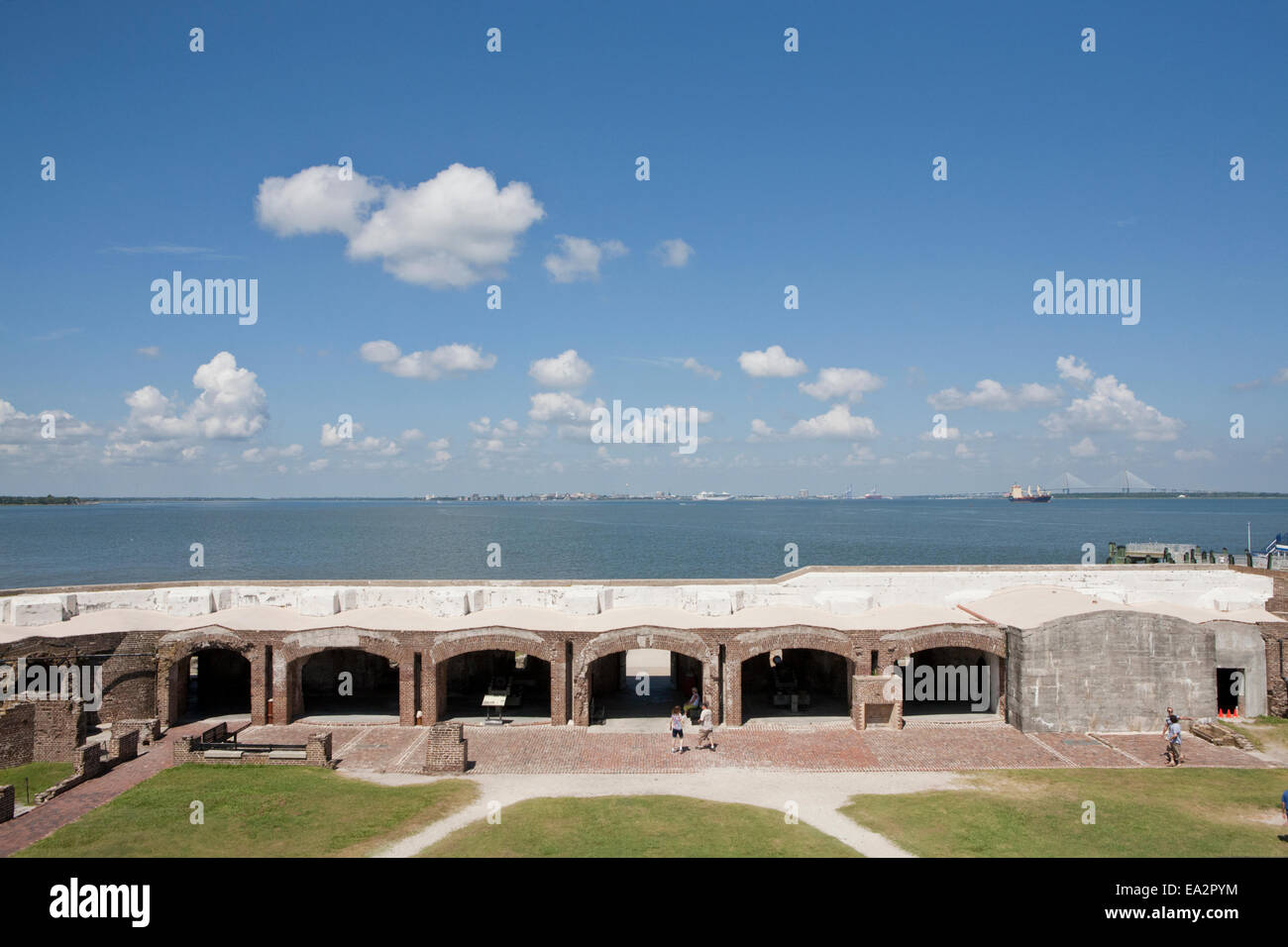 View of Fort Sumter looking towards the parade grounds and Charleston, South Carolina Stock Photo