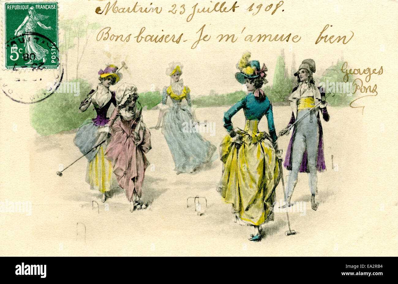 1900s German croquet postcard Stock Photo Alamy