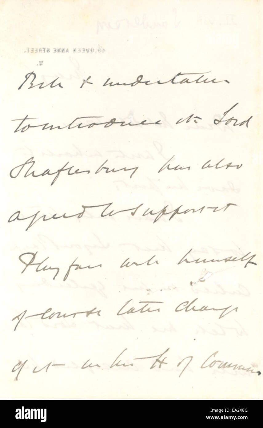 Letter, John Burdon-Sanderson to Charles R. Darwin,  May 6,  1875  Page 2 Stock Photo