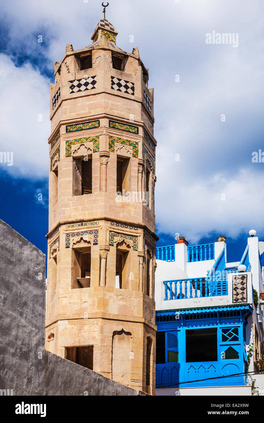 The octagonal minaret of the Zaouia Zakkak in the Medina in Sousse,Tunisia. Stock Photo