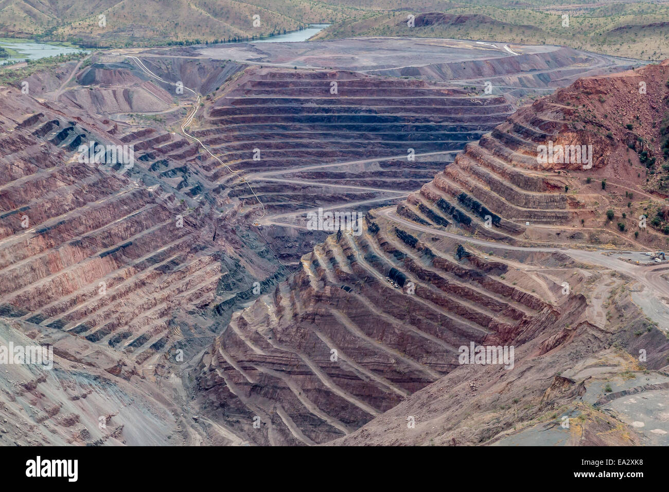 Aerial view of the Argyle Diamond mine, Kimberley, Western Australia, Australia, Pacific Stock Photo