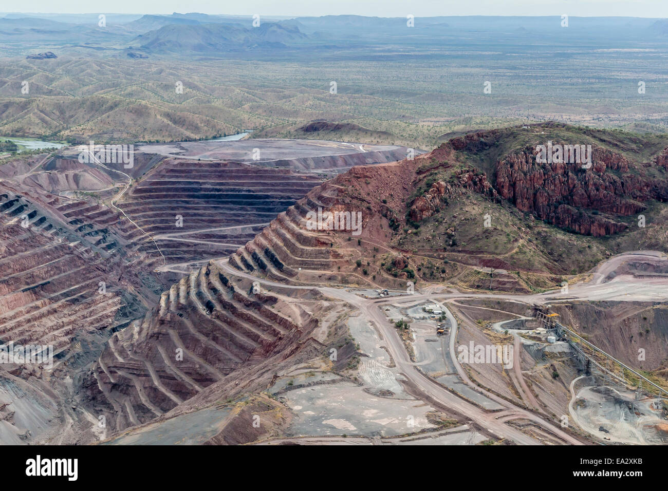 Aerial view of the Argyle Diamond mine, Kimberley, Western Australia, Australia, Pacific Stock Photo